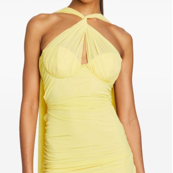 Nwt Retrofete maisie goddess  buttercream sheer layer slit maxi gown S - Picture 9 of 11